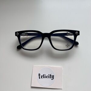 Beautiful Black Silver Chrome hearts blue light Glasses